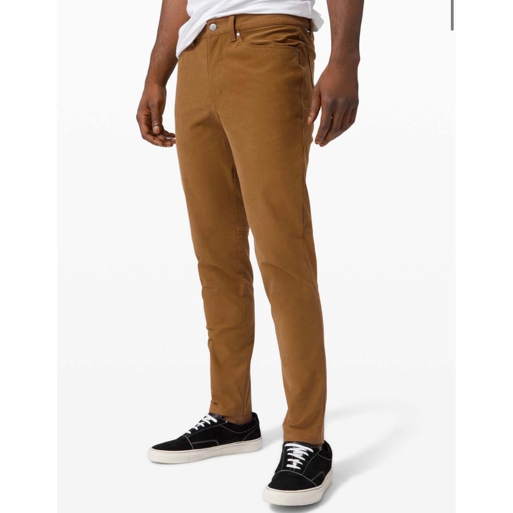 Lululemon ABC Utilitech Pant Slim Fit Brown Copper Five Pocket Trousers Mens 34